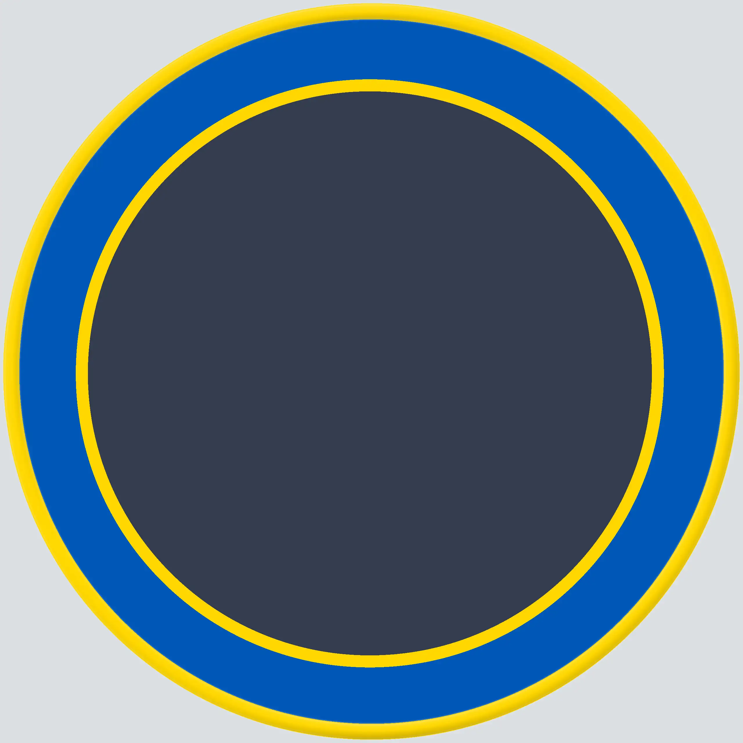 Vorschaubild der "Dark"-Variante des gestickten Körrie-Fan-Patch (KFP) von @kauftkoerrie, mit dunkelgrauem Zentrum und blauer sowie gelber Bordüre in ukrainischen Farben, hergestellt für Körrie - ehrliche Gewürzmischungen aus Berlin. Ideal für Fans von ve